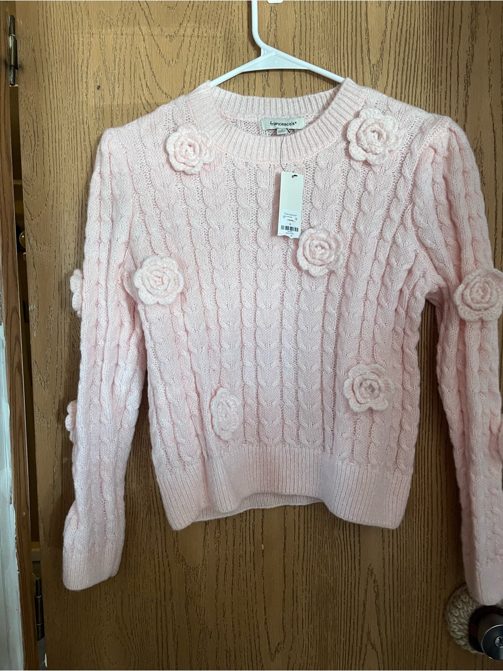 Francesca’s NWT pink flower sweater
